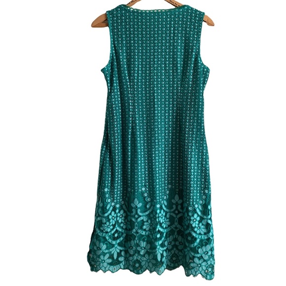 Isaac Mizrahi Green Petite Engineered Bi-Color Lace Midi Dress Size M/P - Picture 2 of 16